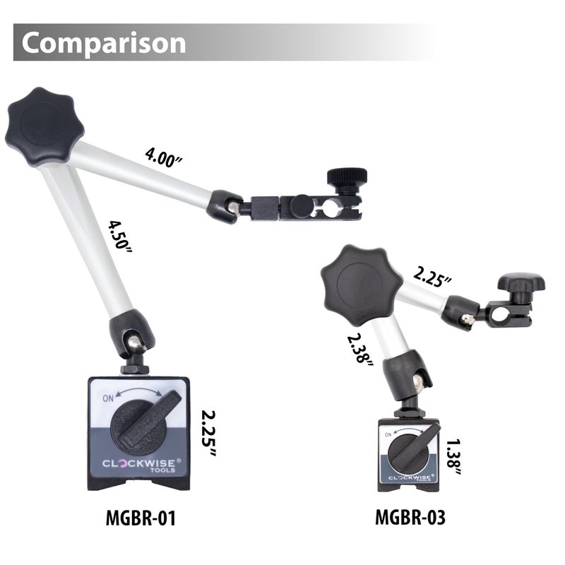 Clockwise Tools Magnetic Base, MGBR-01, Magnetic Stand for Digital Dial Indicators, 176lbs Max Pull - Image 5